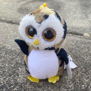 TY Beanie OWLIVER the OWL Retired Camouflage Beanie Boo Key Clip
